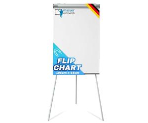 Master of Boards | Chevalet de conférence - Flipchart, support 68 x 105 cm | Réglable hauteur jusqu'à 188 cm, inscriptible, effaçable à sec, magnétique | Tableau à feuilles mobile et bras latéraux