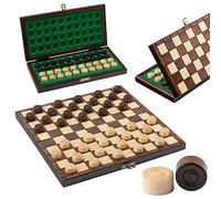 Master of Chess Dames Bois et avec Pieces 32 cm - Fait Main Jeu de Dame Voyage Pliable - Petit Jeux de Dame pour Enfants et Adultes - Pions en Bois de Charme