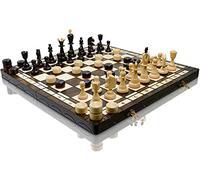 Master of Chess Echiquier Bois 50 cm et Dames avec Pieces Echecs 2 en 1 - Fait Main Jeu Echec Voyage Pliable - Grand Jeu D'échecs pour Enfants et Adultes