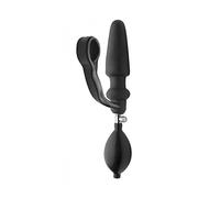 Master Series Black Exxpander Inflatable Plug with Cock Ring and Removable Pump