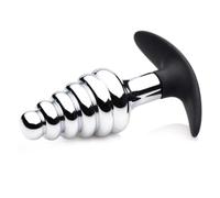 Master Series Dark Hive Metal And Silicone Ribbed Anal Plug