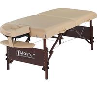 Master Table de Massage de Luxe en Bois, Coussin de 7,6 cm, Coussin Del Ray 76 cm, Massage, lit thérapeutique, Ensemble de Table complète, Vinyle crème avec Cadre Finition Bois Naturel
