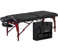 Master Table de Massage Portable Montclair, Cadre Rouge avec Vinyle Noir, 79 cm, Coussin à mémoire de Forme de 7,6 cm, Ensemble Complet