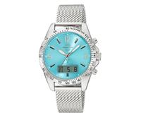 Master Time MTGA-10963-32M Montre à quartz radio-pilotée analogique et numérique pour homme avec bracelet milanais en acier inoxydable