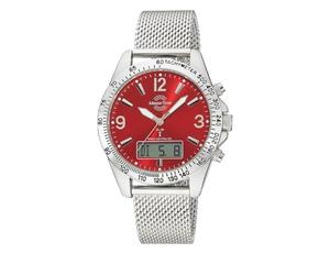 Master Time MTGA-10962-82M Montre à quartz radio-pilotée analogique et numérique pour homme avec bracelet milanais en acier inoxydable