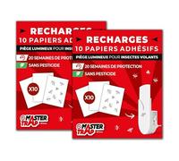 MASTER TRAP BY FAVEX - Lot de 20 recharges pour piège lumineux insectes volants Master Trap - Protection mites, mouches à fruits, moucherons - 20 papiers autocollants - Protection 40 semaines