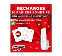 Master Trap - Lot de 10 recharges pour piège Lumineux Insectes Volants Master Trap - Protection Mites, Mouches à Fruits, moucherons - 10 papiers Autocollants - Protection 20 semaines
