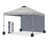 MASTERCANOPY Durable Ez Tonnelle pop-up avec 1 paroi latérale (2,5 x 2,5 m, gris clair)