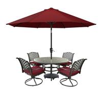 MASTERCANOPY Parasol de patio de 2,7 m avec bouton-poussoir d'inclinaison et manivelle, parasol de marché d'extérieur avec 8 baleines robustes, protection UV et imperméable, pour jardin, terrasse