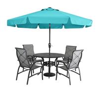 MASTERCANOPY Parasol de terrasse de 2,7 m avec cantonnière, manivelle et inclinaison - Parasol d'extérieur à 8 baleines, résistant aux UV et à la décoloration, imperméable avec grille d'aération