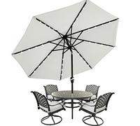 MasterCanopy Parasol inclinable de 270 cm avec 8 baleines et manivelle pour patio, jardin, terrasse, marché, gris
