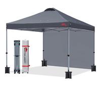 MASTERCANOPY Pavillon pop-up pliable tente de réception 2,5 x 2,5 m avec aération et 1 paroi latérale/panneau latéral pour marché, jardin, événements, gris foncé