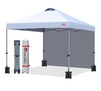 MasterCanopy Tente dépliable instantanée, abris pour la plage avec 1 paroi latérale (2,5 x 2,5 m, Blanc)