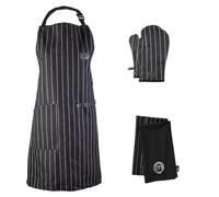 MasterChef Comprend un tablier de chef, une paire de gants de cuisine et un lot de 2 torchons, tous les articles sont dotés du logo officiel du spectacle, entièrement lavable en machine, unisexe,