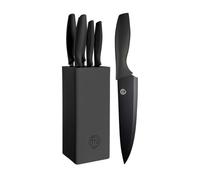 MasterChef Couteaux de Cuisine avec Bloc, Bloc de Couteaux Contient: | Couteau d'Office Universel, Couteau à Viande et Pain, Couteau de Chef, Acier Inox, Manche Ergonomique, Noir, Toucher Doux