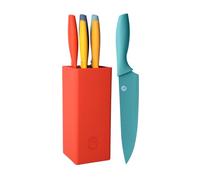 MasterChef Couteaux de Cuisine avec Bloc, Bloc de Couteaux Contient: | Couteau d'Office Universel, Couteau à Viande et Pain, Couteau de Chef, Inox, Manche Ergonomique, Multicolor, Toucher Doux