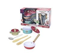 MasterChef Lot de 8 accessoires de cuisine en métal et bois comprenant casseroles, poêles, écumoires et cuillères Famosa (MTE05000)