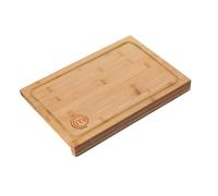 MasterChef Planche à découper en bois, planche de cuisine en bambou, pour viande, jambon, pain, fromage, avec rainure et bord à jus, naturelle, durable, 38,5 L x 26,5 L x 2 H