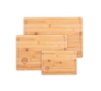 MasterChef Planches à Découper Bambou, Lot de Planche à Découper Bois de Couleur - 38cmx27,5cm / 34cmx23,5cm / 23cmx15cm, Antibactérien Surface Idéal pour la Découpe Pain, Légumes, Fruits & Viande