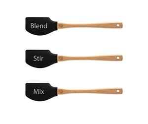 MasterChef Silicone Spatule Set, Ustensiles de Cuisine avec Manches en Bois, Têtes Résistant à la Chaleur, Lavable au lave-vaisselle, 3pcs, Longueur : 25cm, Lavable au Lave-vaisselle