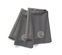MasterChef Torchon Cuisine, Coton Vaisselle, Lot de 4 Torchons pour Main, Le Séchage et Plus, Motif Rayé Gris, Lavable en Machine, Résistant à la Chaleur