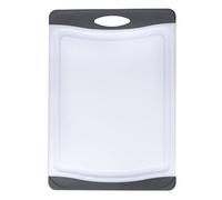 MasterClass Anti-Microbial Anti-Slip Chopping Board, Rectangular Safety Cutting Board, Heavy Duty Plastic which won't Blunt Knives, Reversible, Dishher Safe Kitchen Accessory, Large, Black/White (planche à découper anti-microbienne antidérapante, rectangulaire de sécurité, en plastique robuste qui n'émousse pas les couteaux, réversible, résistante au lave-vaisselle).