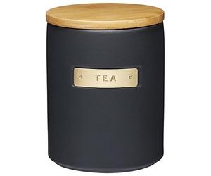 MasterClass - Boîte à Thé Hermétique en Grès, 1 Litre, Effet Laiton, Noir, Style Industriel