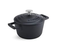 MasterClass Casserole avec couvercle 16 cm, en fonte d'aluminium légère, adaptée à la table de cuisson à induction et au four, noire