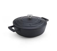 MasterClass Casserole avec couvercle 2,5L/24 cm, en fonte d'aluminium légère, adaptée à la table de cuisson à induction et au four, noire
