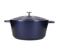 MasterClass Casserole avec couvercle, grand modèle 5L/28 cm, en fonte d'aluminium légère, compatible avec la plaque à induction et le four, bleu