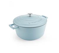 MasterClass Casserole avec couvercle, grand modèle 5L/28 cm, en fonte d'aluminium légère, compatible avec la plaque à induction et le four, bleu ciel