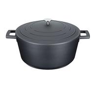 MasterClass Casserole avec couvercle, grand modèle 5L/28 cm, en fonte d'aluminium légère, compatible avec la plaque à induction et le four, noir
