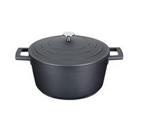 MasterClass Casserole avec couvercle, taille moyenne 4L/24 cm, en fonte d'aluminium légère, adaptée à la table de cuisson à induction et au four, noire