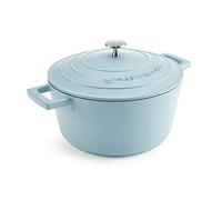 MasterClass Casserole avec couvercle, taille moyenne 4L/24 cm, en fonte d'aluminium légère, adaptée à la table de cuisson à induction et au four, bleu ciel