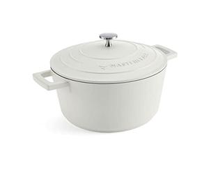 MasterClass Casserole avec couvercle, taille moyenne 4L/24 cm, en fonte d'aluminium légère, adaptée à la table de cuisson à induction et au four, crème