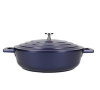 MasterClass Casserole peu profonde avec couvercle 4 litres/28 cm, en fonte d'aluminium légère, adaptée à la table de cuisson à induction et au four, bleu