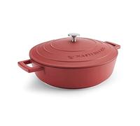 MasterClass Casserole peu profonde avec couvercle, de la cuisinière au four en passant par la table, ultra légère, conduction optimale de la chaleur, 4L, rouge