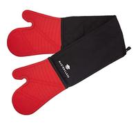 MasterClass Gants de Four Doubles Ultra-Résistants, Silicone / Coton, Noir / Rouge