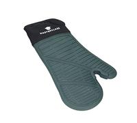 MasterClass Gants de four en silicone, gants résistants à la chaleur avec rembourrage en coton, gants antidérapants d'un seul côté pour la cuisine et la pâtisserie, sans BPA, noir/vert foncé