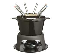 masterclass Kitchen Craft Set de Fondue de fer émaillé (avec 6 brochettes), couleur noir