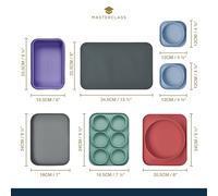 MasterClass Lot de 7 Ustensiles en Silicone Non Toxiques, Antiadhésifs, Durables, Résistants à l'Eau et la Chaleur, Passent au Lave-Vaisselle, Micro-Ondes et Four, avec Plaque de Cuisson en Silicone