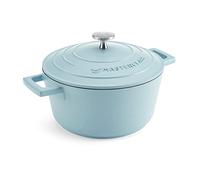 MasterClass Petite cocotte avec couvercle 2,5L/20 cm, en fonte d'aluminium légère, adaptée à la plaque à induction et au four, bleu ciel