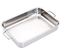 MasterClass Plat à Rôtir Profond en Acier Inoxydable avec Poignées Rabattables, Compatible avec Plaques de Cuisson, Argent, 37 x 27 x 6,5 cm (14,5' x 11' x 2,5') KCMCROAST37