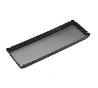 MasterClass - Plat à tarte à fond amovible antiadhésif en PTFE, PFOA et BPA, en acier au carbone robuste d'une épaisseur de 1 mm, moule à quiche rectangulaire cannelé de 14 x 5 pouces.