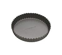 MasterClass Plat à tarte à fond amovible de 20 cm avec antiadhésif PTFE, PFOA et BPA, en acier au carbone robuste de 1 mm d'épaisseur, plat à quiche rond cannelé de 8 pouces, gris