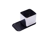 MasterClass Rangement d'évier de cuisine avec porte-éponge et porte-brosse, acier inoxydable, argent/noir