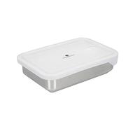 MasterClass Récipient tout-en-un en acier inoxydable avec couvercle et antiadhésif PTFE, PFOA et BPA, allant au four, au congélateur et au micro-ondes - 1,3 L, argent