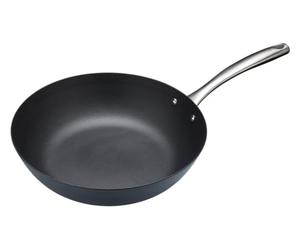 Masterclass Wok Professionnel Antiadhésif de 30 cm Prêt pour L'Induction, Acier, Noir, 30 cm (12 Pouces)