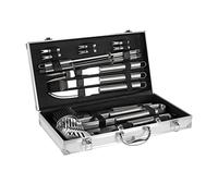 Mastercook Kit d'accessoires Professionnels en Acier pour Barbecue avec Valise, kit d'accessoires BBQ avec Pinces, fourches, spatule et brosses, Mallette d'outils Barbecue