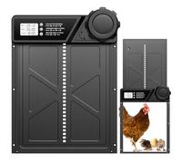 MASTERFUN Grande Porte Poulailler Automatique Batterie avec Écran LCD Étanche, Porte Automatique Poulailler en Aluminium avec Minuterie, Fonction Anti-pincement, Résistant Aux Intempéries, Noir